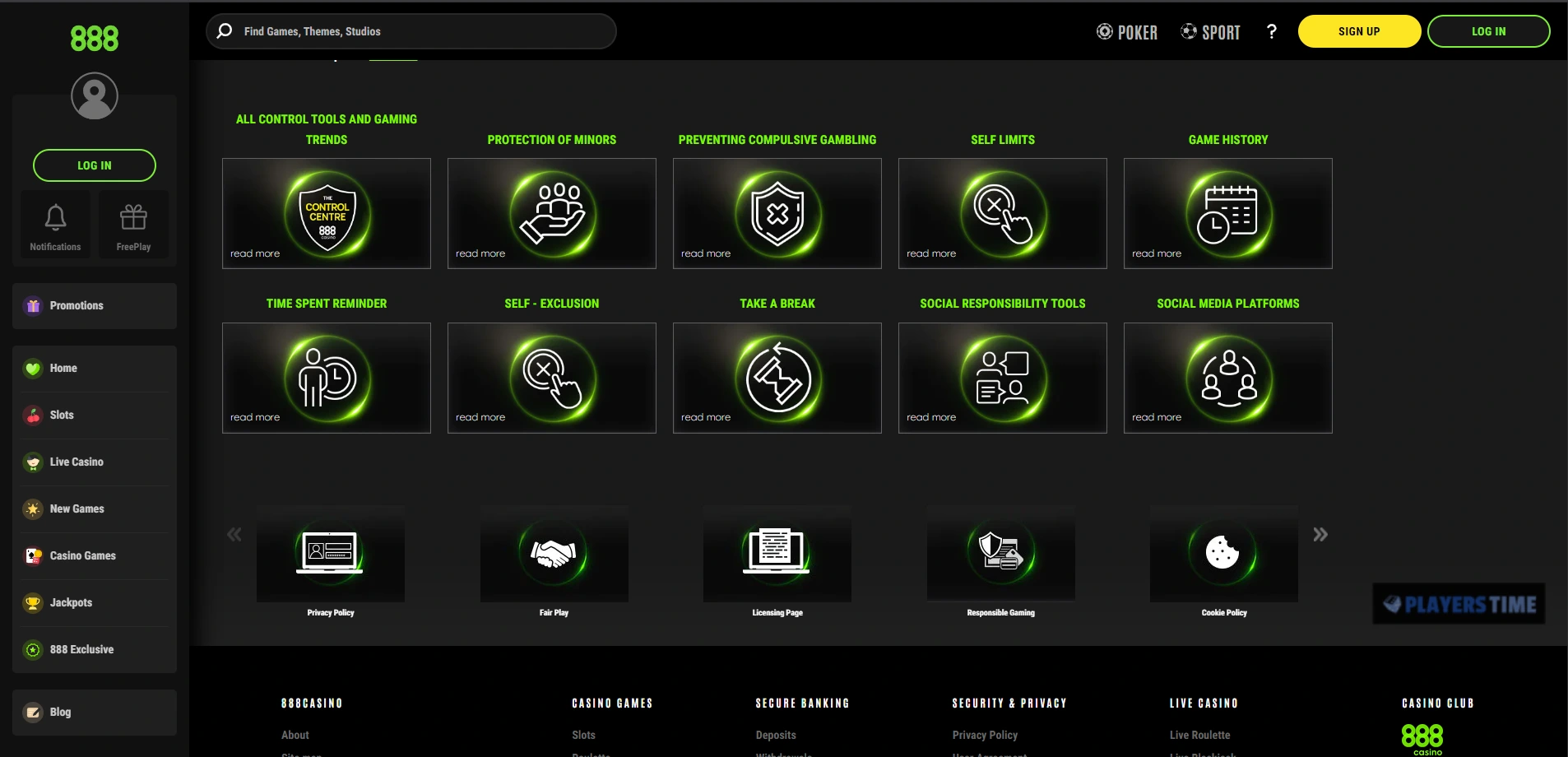 888casino UK responsible gambling page explaining available player-protection tools